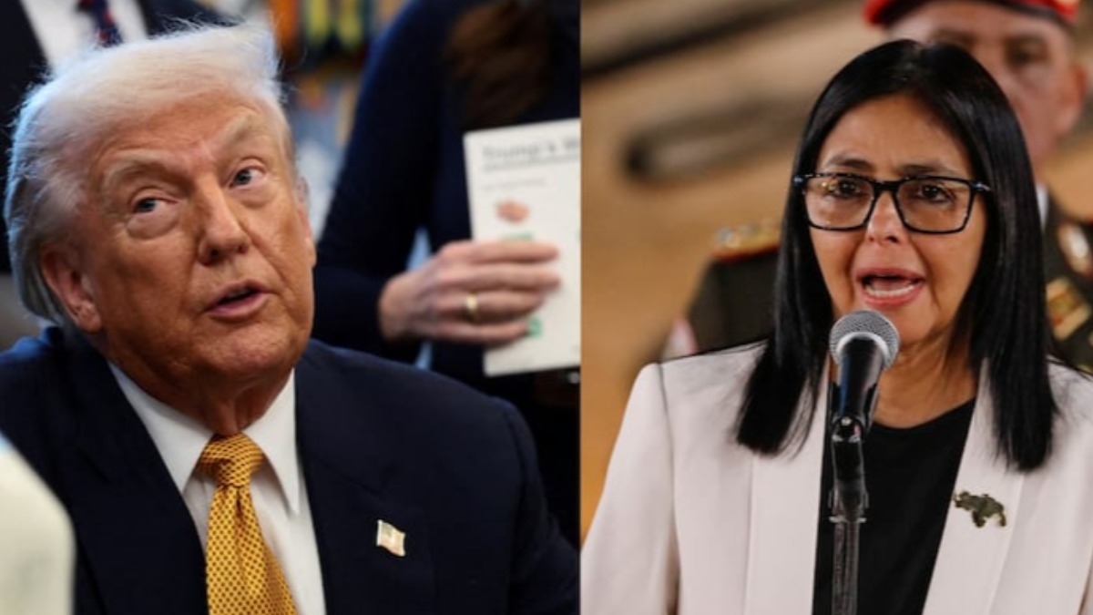 El presidente de Estados Unidos, Donald Trump, y la mandataria encargada de Venezuela, Delcy Rodríguez.