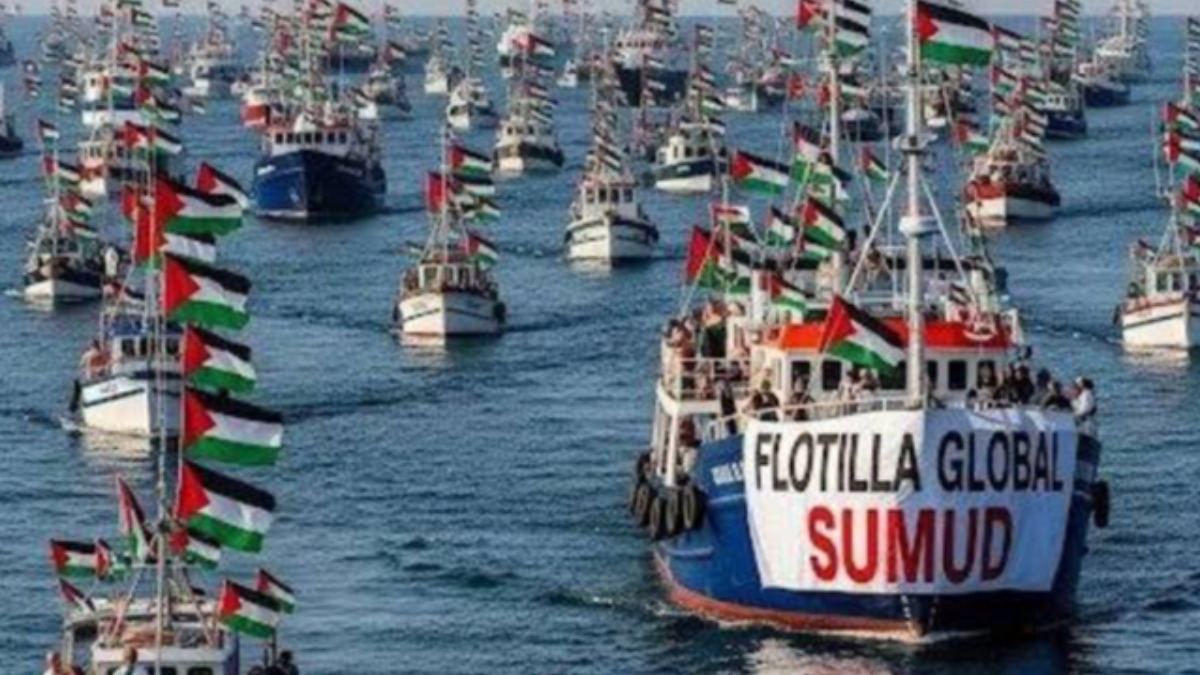Embarcaciones de la fotilla Global Sumud.