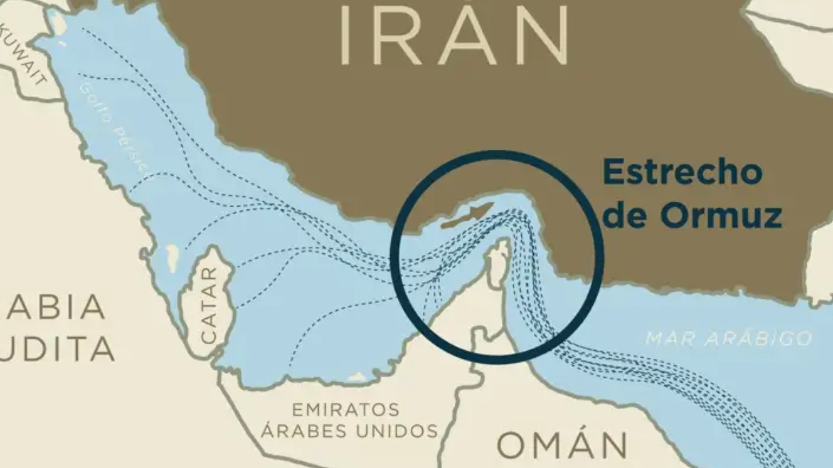 Mapa de localización del estrecho de Ormuz.