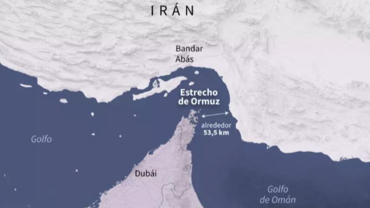 Mapa de localización del estrecho de Ormuz.