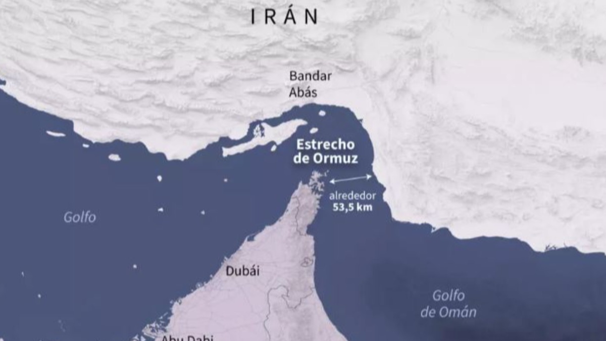 Mapa de localización del estrecho de Ormuz.