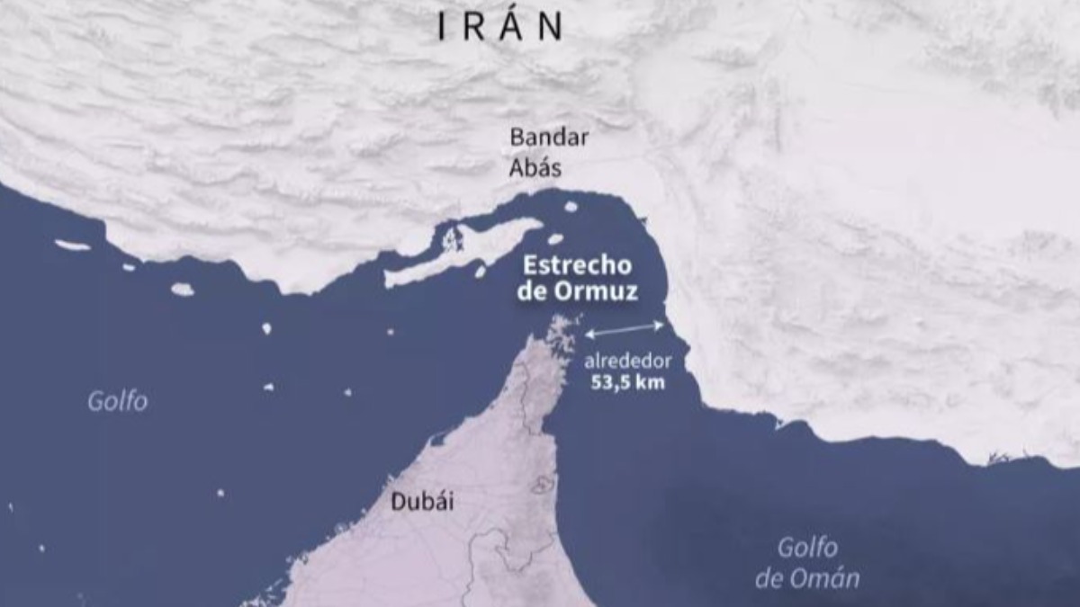 Mapa de ubicación del estrecho de Ormuz.