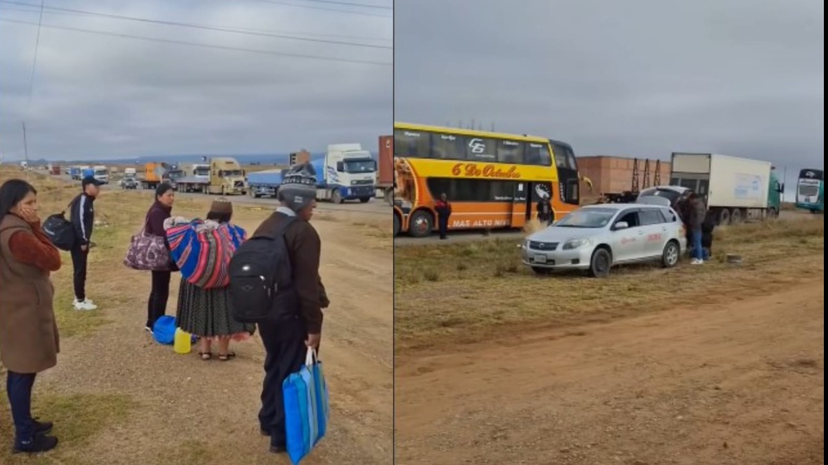 Punto de bloqueo en la carretera La Paz - Oruro. Foto: RRSS