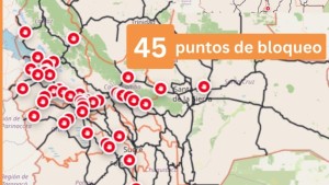 Al menos 45 bloqueos afectan a seis departamentos