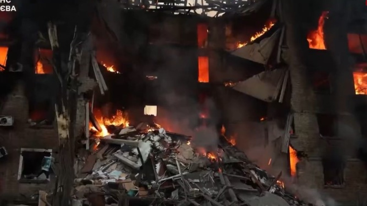 El ataque destruyó varios edificios en la capital de Ucrania. Foto: Europa Press