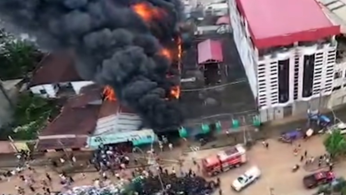 El incendio en la ciudad de Cobija. Captura de video