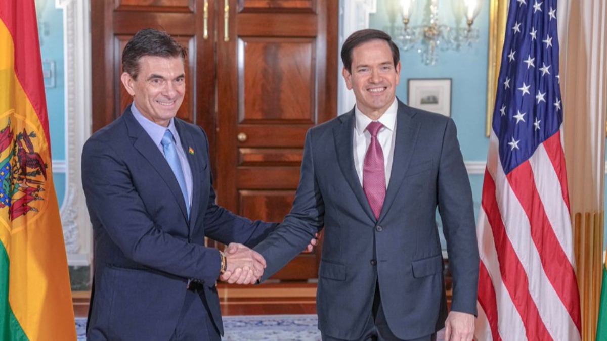 El presidente de Bolivia, Rodrigo Paz, y el secretario de Estado de Estados Unidos, Marco Rubio