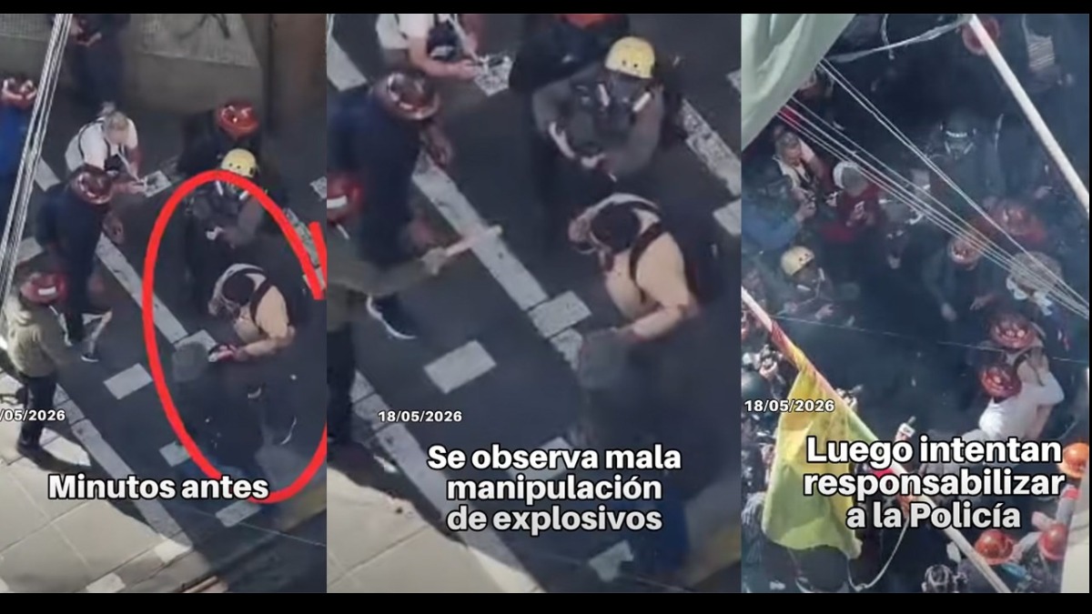 En el video difundido se ve que las lesiones del movilizado fueron producto de una manipulación inadecuada de explosivos. Foto: Min. Gobierno