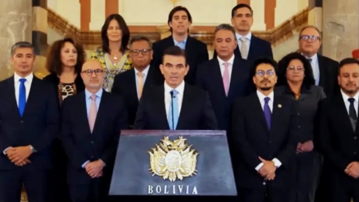 Gabinete de ministros del presidente Rodrigo Paz. Foto: Captura