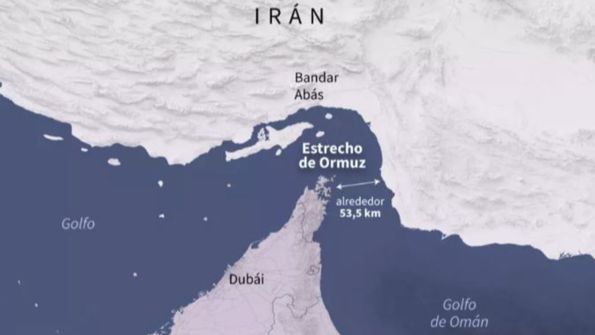 Mapa de localización del estrecho de Ormuz.