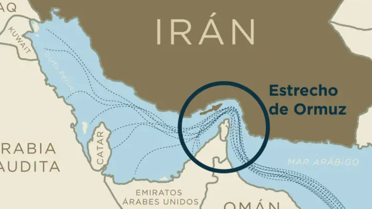 Mapa de localización del estrecho de Ormuz.