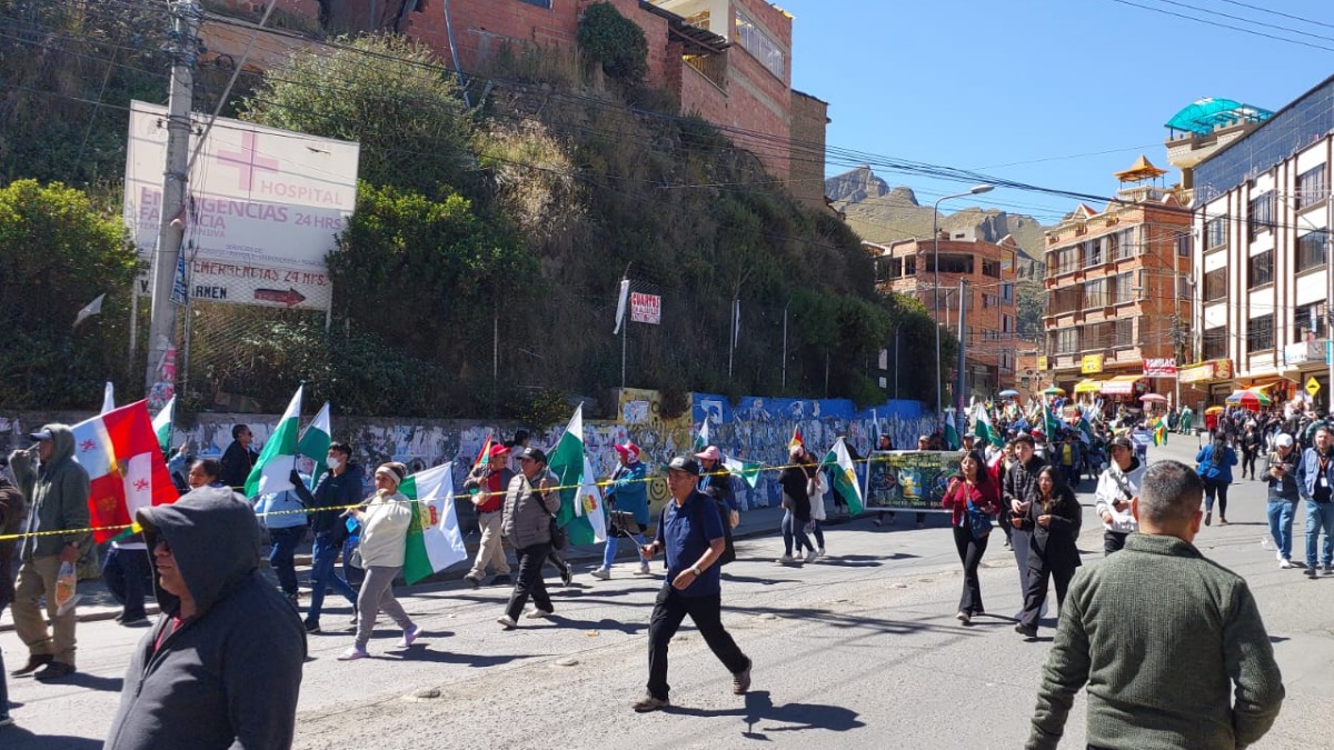 Marcha campesina e indígena ingresando a la ciudad de La Paz. Foto: ANF