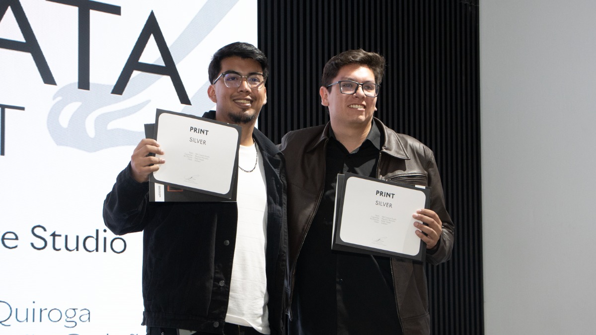 Mauricio Montaño y Pablo Vargas, ganadores  de la Medalla de Plata en Young Lions Bolivia 2026.  Foto: Unifranz