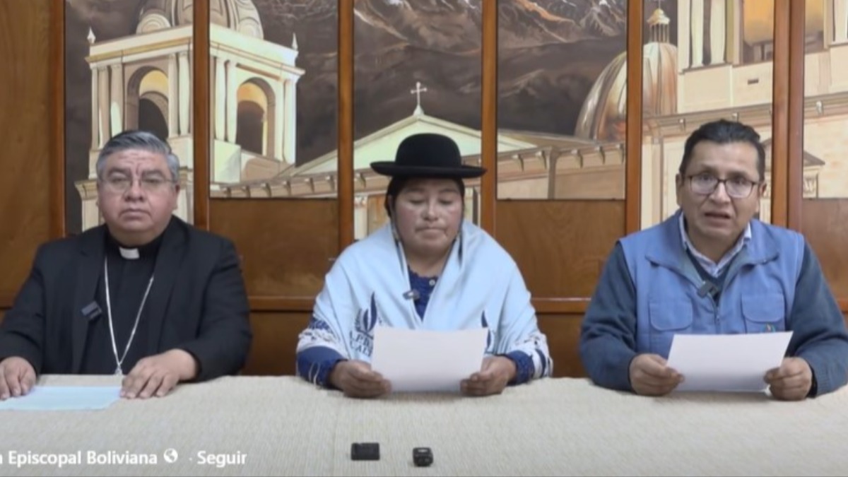 Representantes de la Iglesia Católica, Derechos Humanos y la Defensoría del Pueblo. Foto: Captura