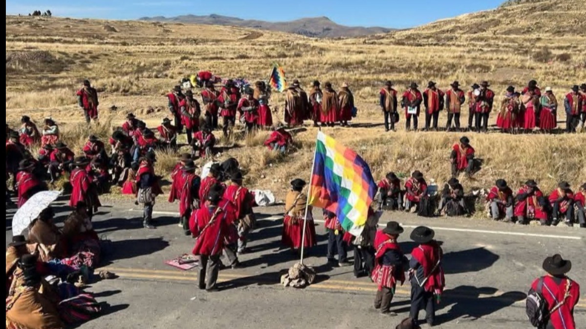 Un bloqueo de carreteras en el altiplano. Foto. RRSS