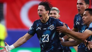 El paraguayo Matías Galarza celebra el único gol del partido. Foto: FIFA