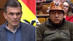 El presidente Rodrigo Paz y el líder de la COB, Mario Argollo.
