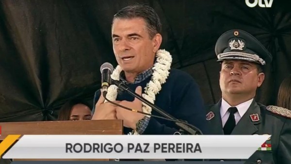 El presidente Rodrigo Paz en un acto en Cochabamba.