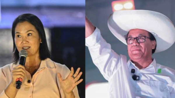 Los candidatos presidenciales de Perú, Roberto Sánchez y Keiko Fujimori.