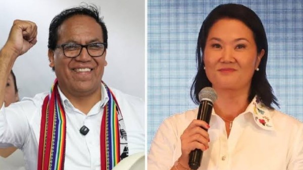 Los candidatos presidenciales de Perú, Roberto Sánchez y Keiko Fujimori.