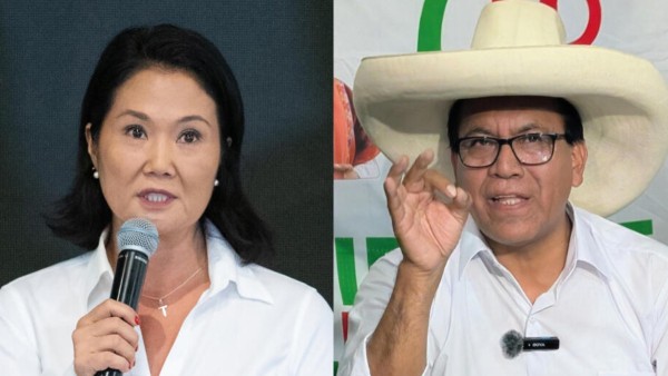 Los candidatos presidenciales Keiko Fujimori y Roberto Sánchez.