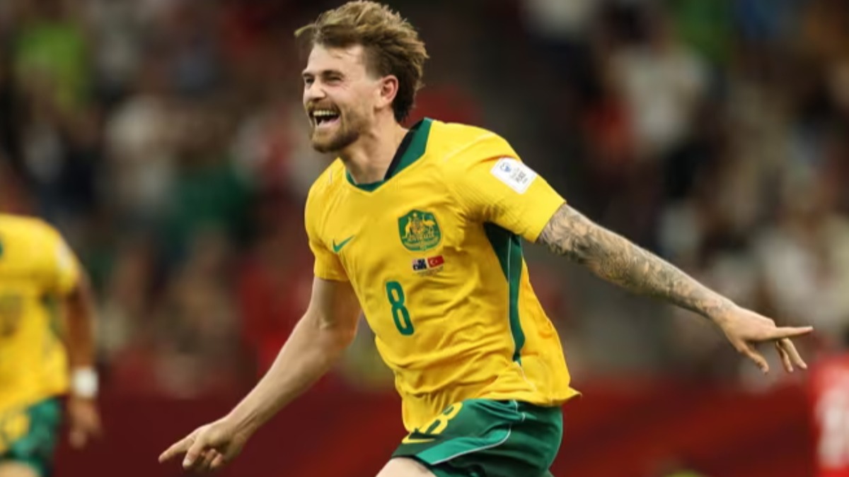 El australiano C. Metcalfe celebra unos de los goles para la victoria de su selección.  Foto: FIFA