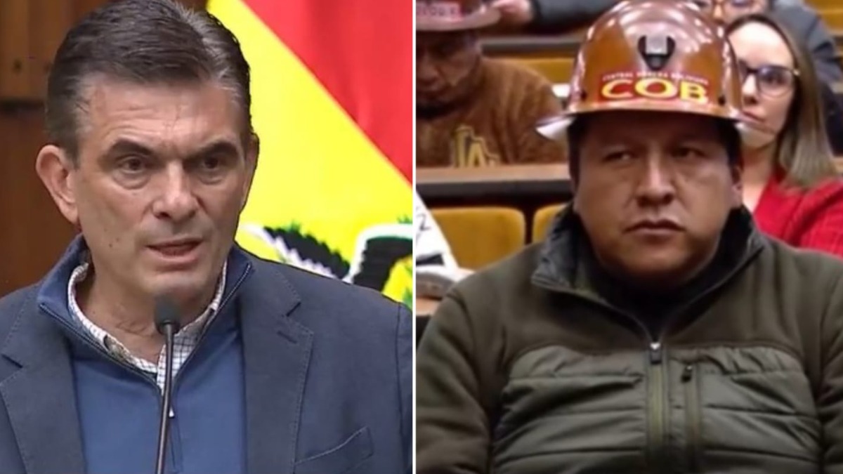El presidente Rodrigo Paz y el líder de la COB, Mario Argollo.