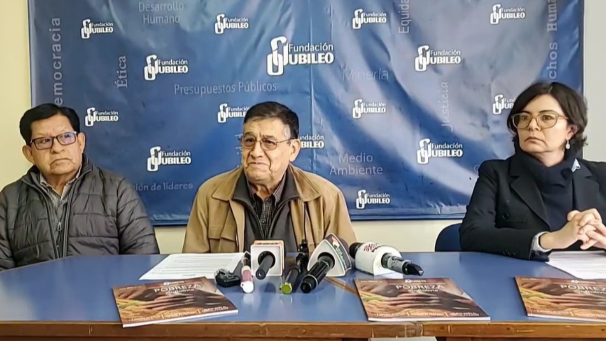 Fundación Jubileo presenta el estudio sobre la pobreza en Bolivia. Foto: Captura