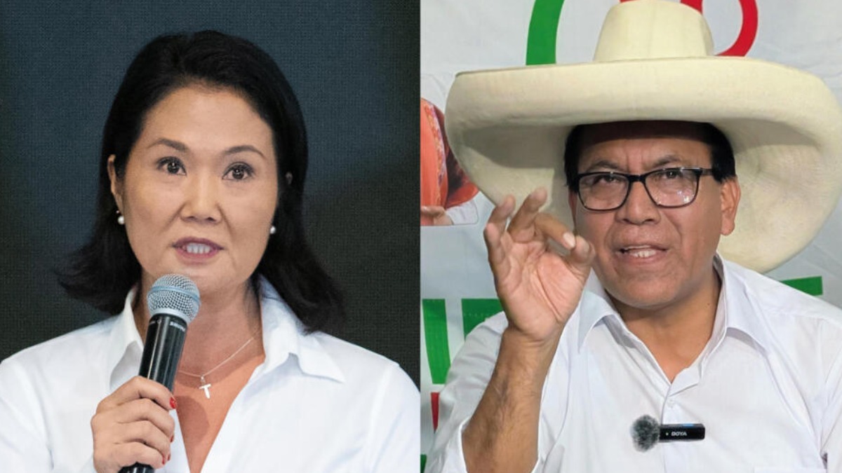 Los candidatos presidenciales Keiko Fujimori y Roberto Sánchez.