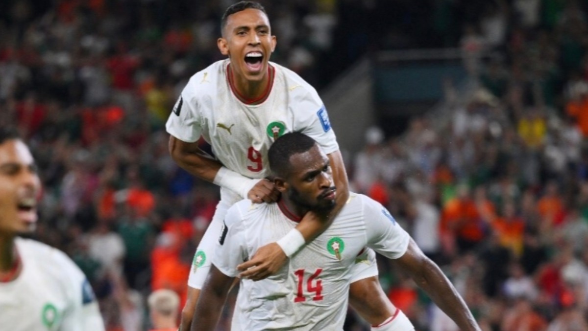 Los marroquíes celebran uno de los goles para su selección.  Foto: FIFA