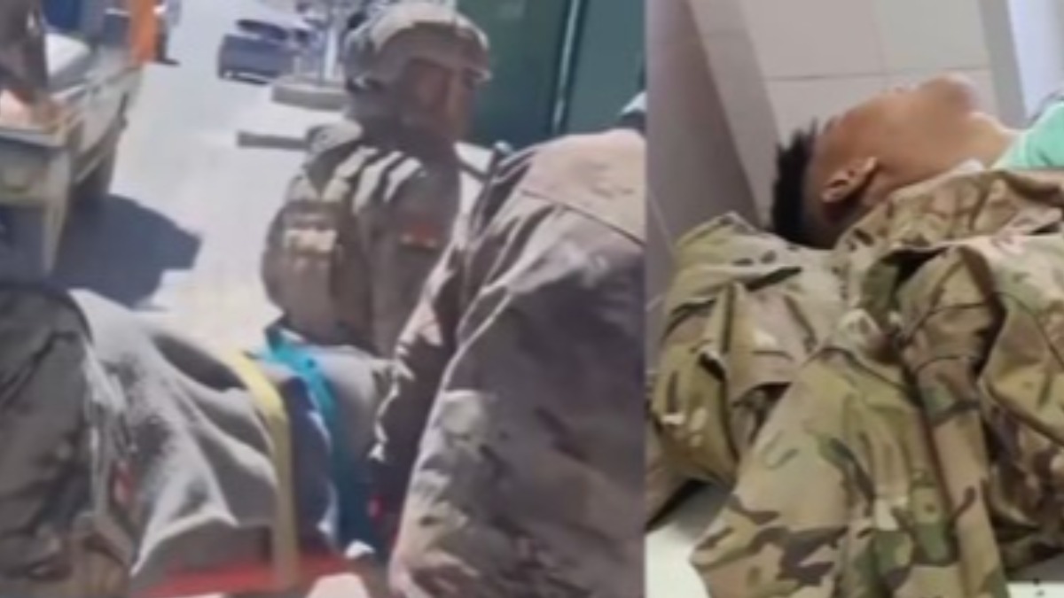 Imágenes del traslado y del cuerpo de uno de los militares fallecidos en Huanuni. Captura de Video: Vos TV